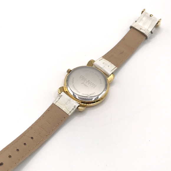 Joan Rivers Watch White Mother of Pearl Crystals Bees Floral Gold Plate Runs - Picture 9 of 13